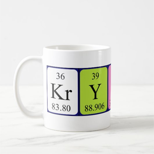 Krystal Namen-Tasse periodischer Tabelle Kaffeetasse (Links)