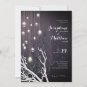 Krystal Vertical Light String White Branch Wedding Einladung (Vorderseite)