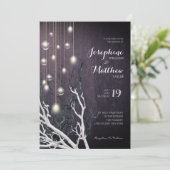 Krystal Vertical Light String White Branch Wedding Einladung (Stehend Vorderseite)