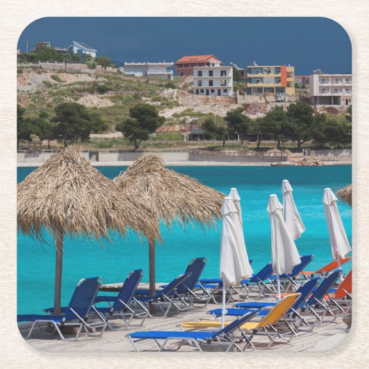 Ksamil, Stadtstrand Rechteckiger Pappuntersetzer (Vorderseite)