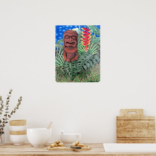 Ku Tiki Hawaiianischer Gott des Krieges Jungle Pos Poster (Küche)