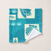 Kua Bay Hawaiian Undersea Muscheln Koordinieren Aq Badhandtuch Set (Waschlappen)