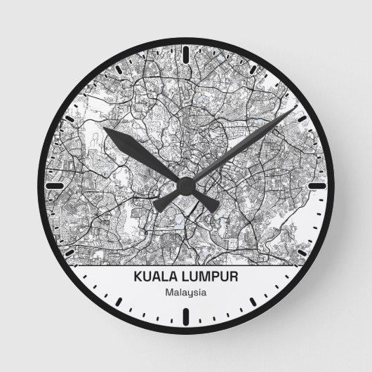 Kuala Lumpur Clock City Line Art Runde Wanduhr (Vorderseite)