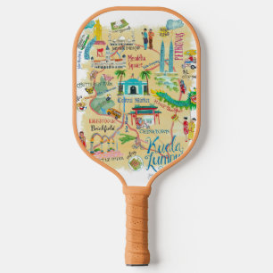 Kuala Lumpur Gelbe illustre Reisekarte Pickleball Schläger