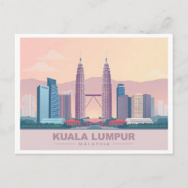 Kuala Lumpur Malaysia Pastel Travel Postkarte