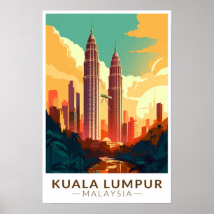 Kuala Lumpur Malaysia Reise Kunst Vintage Poster