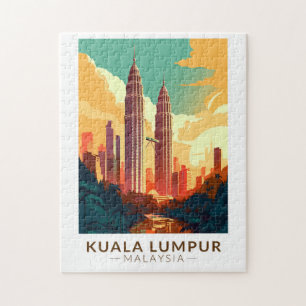 Kuala Lumpur Malaysia Reise Kunst Vintage Puzzle