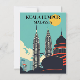 Kuala Lumpur Malaysia Retro City Postkarte