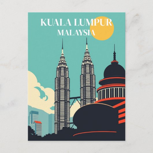 Kuala Lumpur Malaysia Retro City Postkarte (Vorderseite)