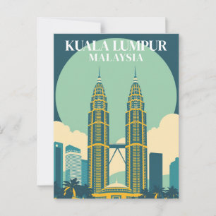 Kuala Lumpur Malaysia Retro Towers Stadtbild Postkarte