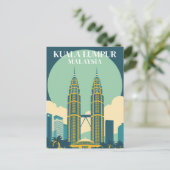 Kuala Lumpur Malaysia Retro Towers Stadtbild Postkarte (Stehend Vorderseite)
