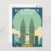 Kuala Lumpur Malaysia Retro Towers Stadtbild Postkarte (Vorne/Hinten)