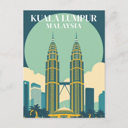 Kuala Lumpur Malaysia Retro Towers Stadtbild Postkarte (Vorderseite)