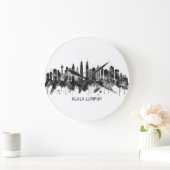 Kuala Lumpur Malaysia Skyline BW Große Wanduhr (Zuhause)