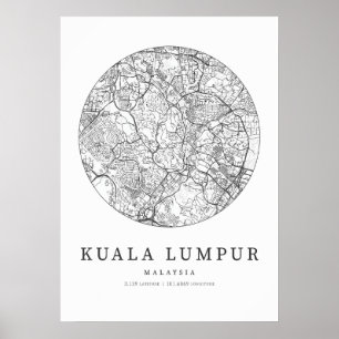 Kuala Lumpur Malaysia Street Layout Karte Poster