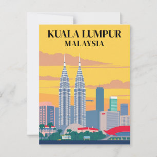 Kuala Lumpur Malaysia Vintag Towers Stadtbild Postkarte