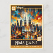 Kuala Lumpur, Malaysia | Vintage Malerei Postkarte (Vorderseite)