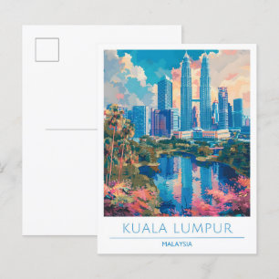 Kuala Lumpur Malaysia Vintage Reise Postkarte