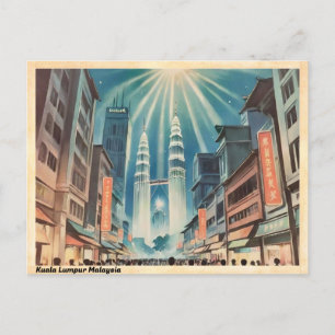 Kuala Lumpur Malaysia Vintage Reise Postkarte