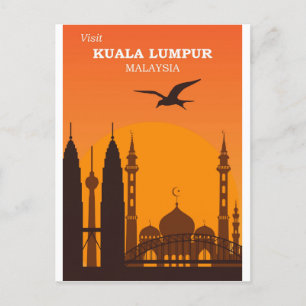 Kuala Lumpur Malaysia Vintage Stadt-Skyline Reise Postkarte
