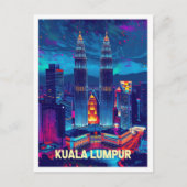 Kuala Lumpur Malaysia Vintage Travel Illustration Postkarte (Vorderseite)