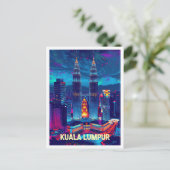 Kuala Lumpur Malaysia Vintage Travel Illustration Postkarte (Stehend Vorderseite)