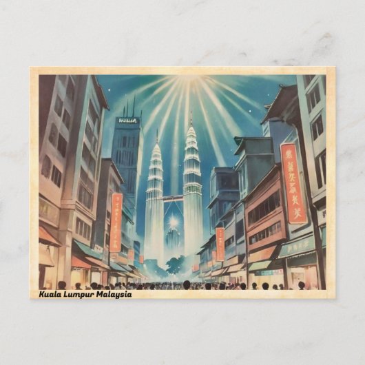 Kuala Lumpur Malaysia Vintage Travel Postkarte (Vorderseite)