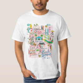 Kuala Lumpur rosa illustrierte Reisekarte T-Shirt