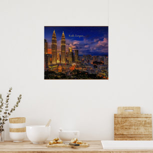 Kuala Lumpur Skyline in der Nacht Poster