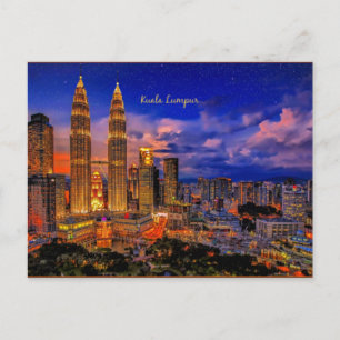 Kuala Lumpur Skyline in der Nacht Postkarte