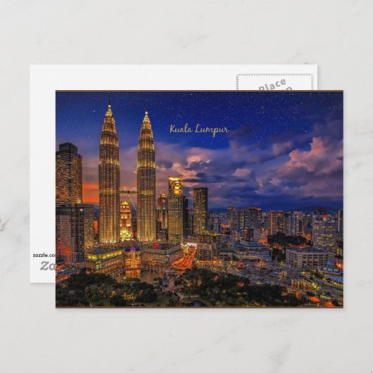 Kuala Lumpur Skyline in der Nacht Postkarte (Vorne/Hinten)