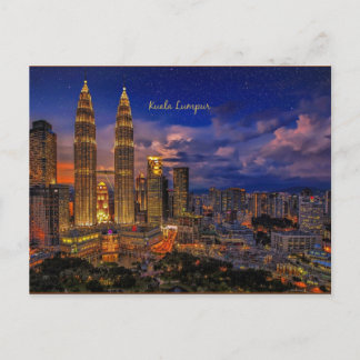 Kuala Lumpur Skyline in der Nacht Postkarte