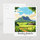 Kualoa Ranch Hawaii Travel Potrait Illustration Postkarte (Vorne/Hinten)