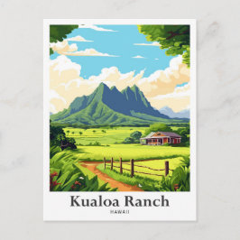Kualoa Ranch Hawaii Travel Potrait Illustration Postkarte
