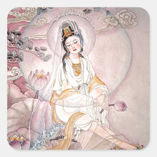 Kuan Yin; Buddhistische Göttin des Mitleids Quadratischer Aufkleber