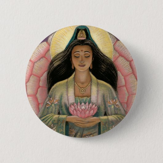 Kuan Yin Göttin des Mitleids Button (Vorderseite)