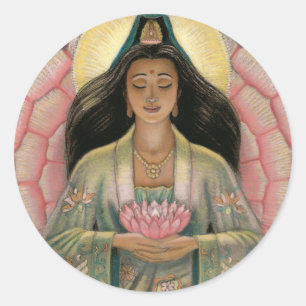 Kuan Yin Göttin des Mitleids Runder Aufkleber
