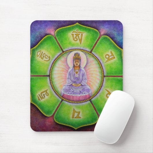 Kuan Yin "OM Mani Padme Summen" Mousepad (Mit Mouse)