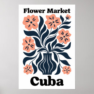 Kuba-Blumenmarkt Topfblüte und dunkles Laub Poster