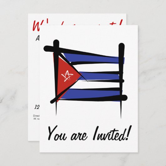 Kuba-Brush-Fahne Einladung (Vorne/Hinten)