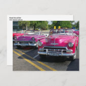 Kuba Classic Cars Pink Cars Convertible Postkarte (Vorne/Hinten)
