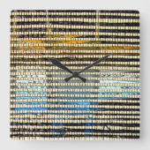Kuba Cloth Print Quadratische Wanduhr (Vorderseite)