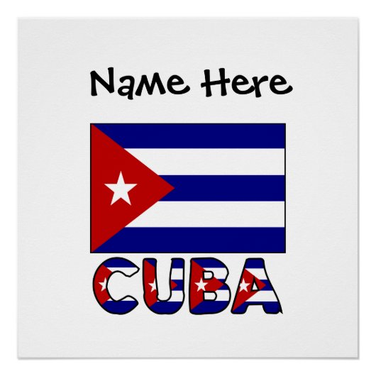Kuba Dark Blue Kuban Flag Black Personalization Poster (Vorderseite)