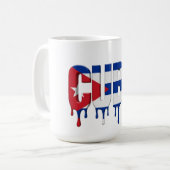 Kuba-Drip-Text | Design mit karibischer Flagge | F Kaffeetasse (Vorderseite Links)