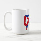 Kuba-Drip-Text | Design mit karibischer Flagge | F Kaffeetasse (Links)
