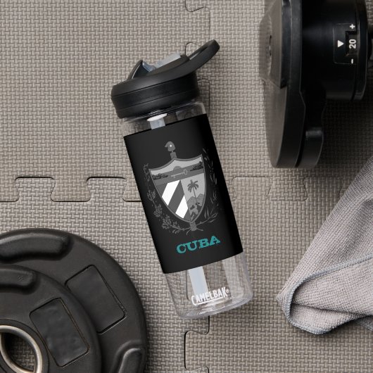 Kuba Fitness & kubanisches Wappen / Fahne Trinkflasche (Fitnessstudio)