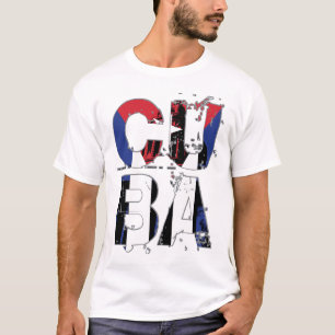 Kuba-Flagge Abstrakter Text Grafik Weißes T-Shirt
