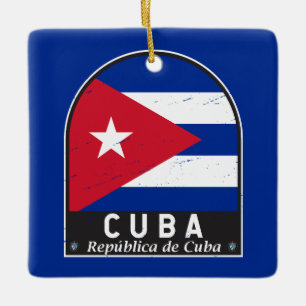 Kuba Flagge Emblem Abgenutzt Vintage Keramikornament