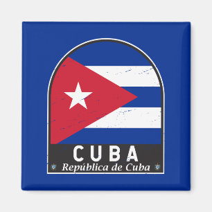 Kuba Flagge Emblem Abgenutzt Vintage Magnet