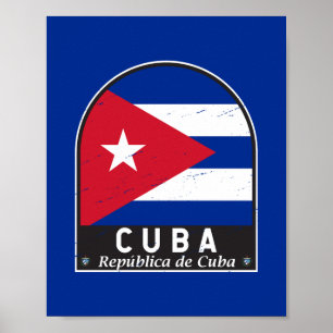Kuba Flagge Emblem Abgenutzt Vintage Poster
